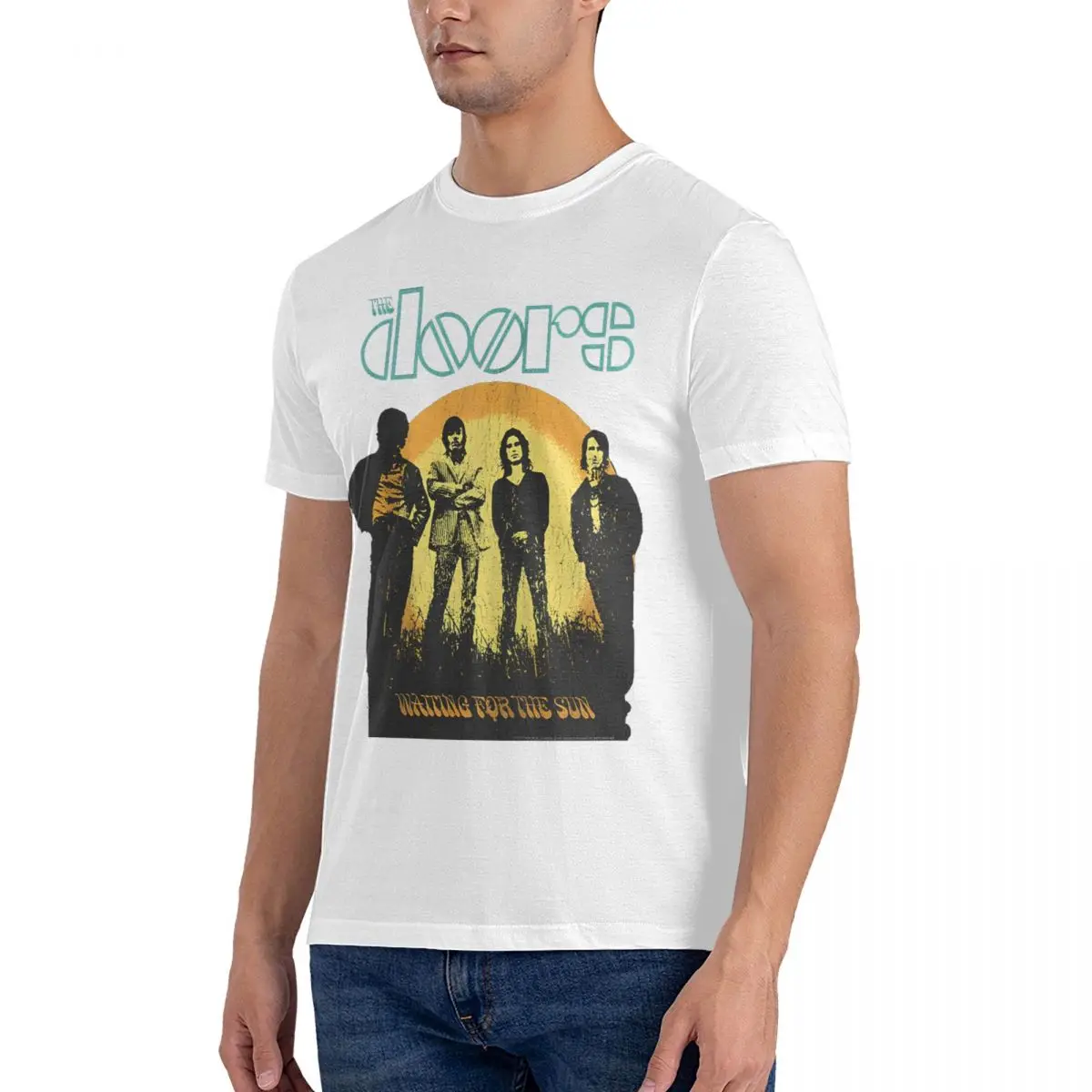 Amazing Waiting For Sun T-Shirt for Men O Neck Pure Cotton T Shirts The Doorss Short Sleeve Tees Unique Clothing