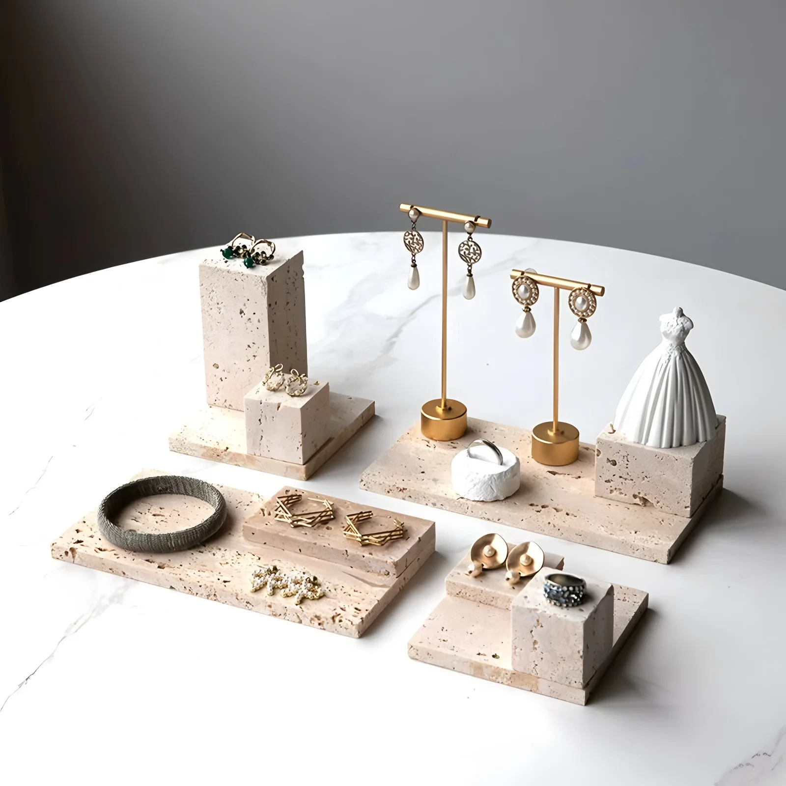 천연석 보석 홀더 화장대 트레이 메이크업 귀걸이 디스플레이 컵 받침 큐브 장식 대리석 블록 북 엔드 도어 스토퍼