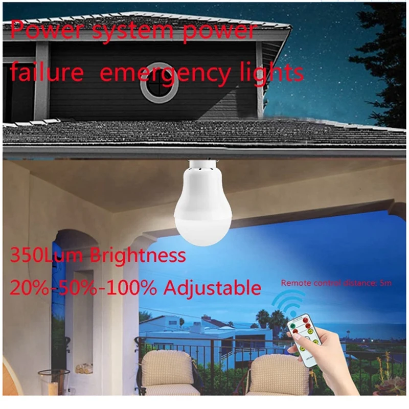 Solar Light Bulbs Rechargeable Indoor/Outdoor Fit For Camping Emergency Power Outage With Remote Control