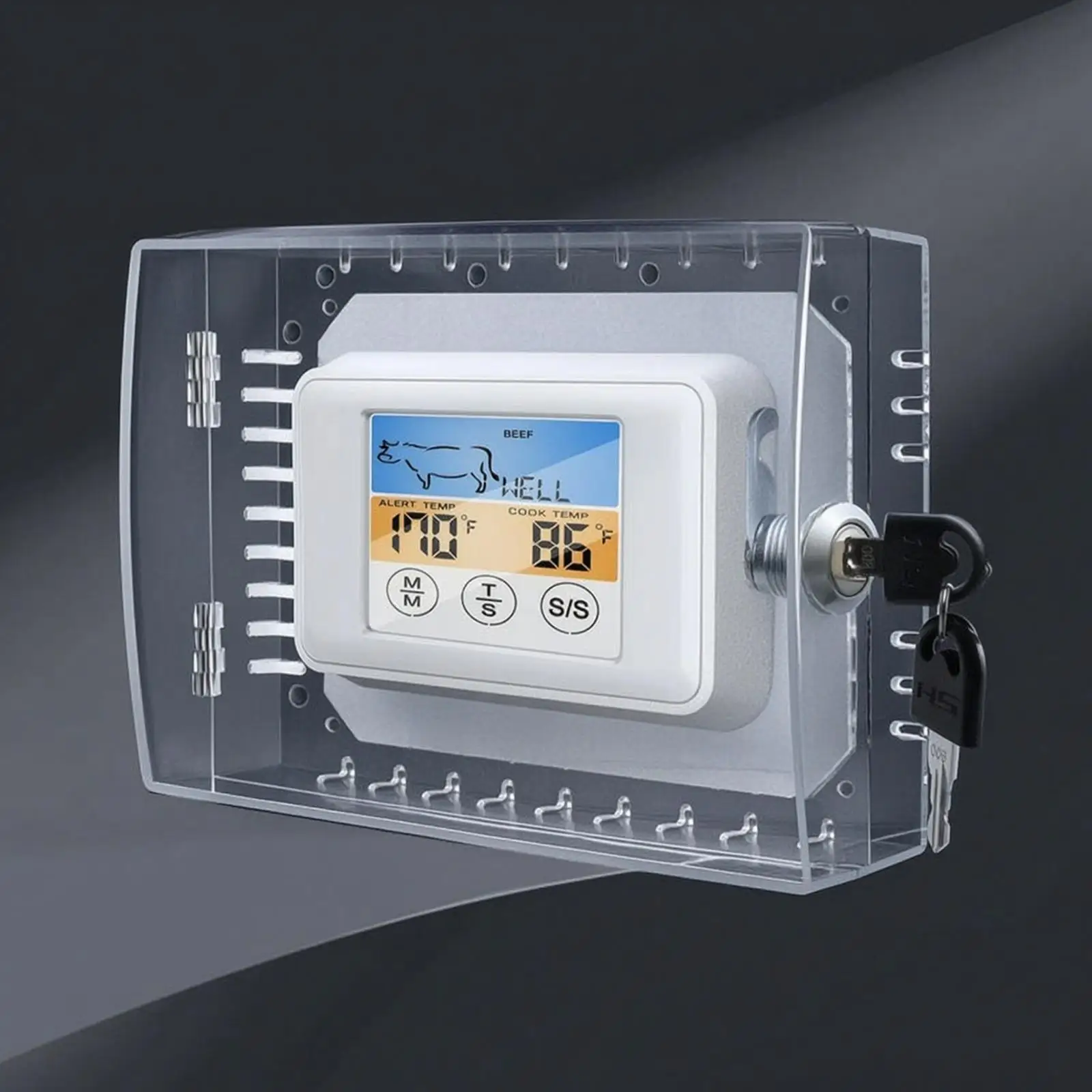 Thermostat Lock Box Transparent Thermostat Cover with Key for Offices, Landlords