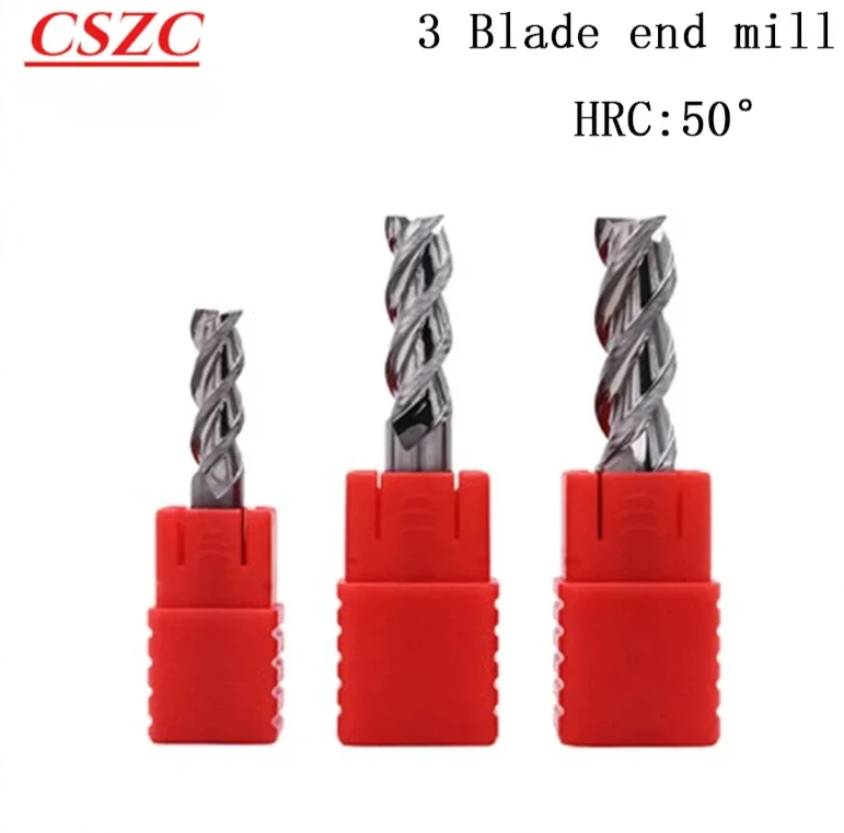 NEW 1pcs hrc50 3 flute aluminium end mill 1mm~20mm 4mm 6mm 8mm 10mm 12mm 50L~100L metall milling  machine cnc milling cutters