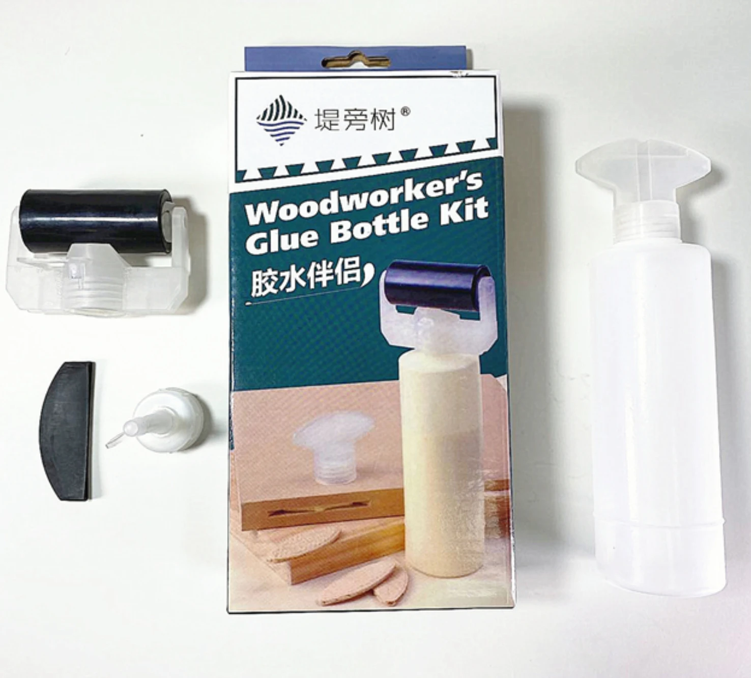Woodworkers Bottle Glue Roller and Bisquit Applicator Set used for Woodworking