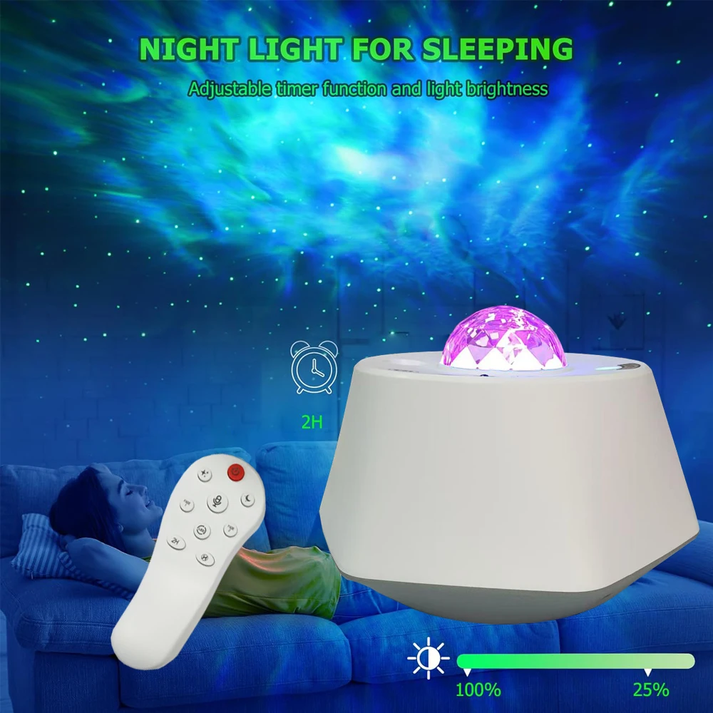 Sky Space Diamond Projector Lamp Adjustable Color，Bedroom Decoration Wake-Up Light with Remote Control Laser Night Light