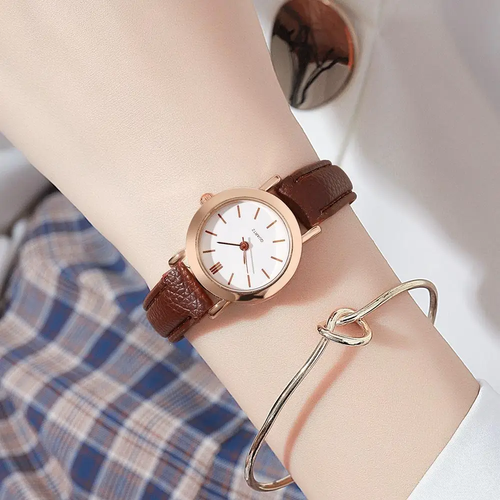 New small personalized elegant female student watch female fashion simple small watch table leather strap wristwatch