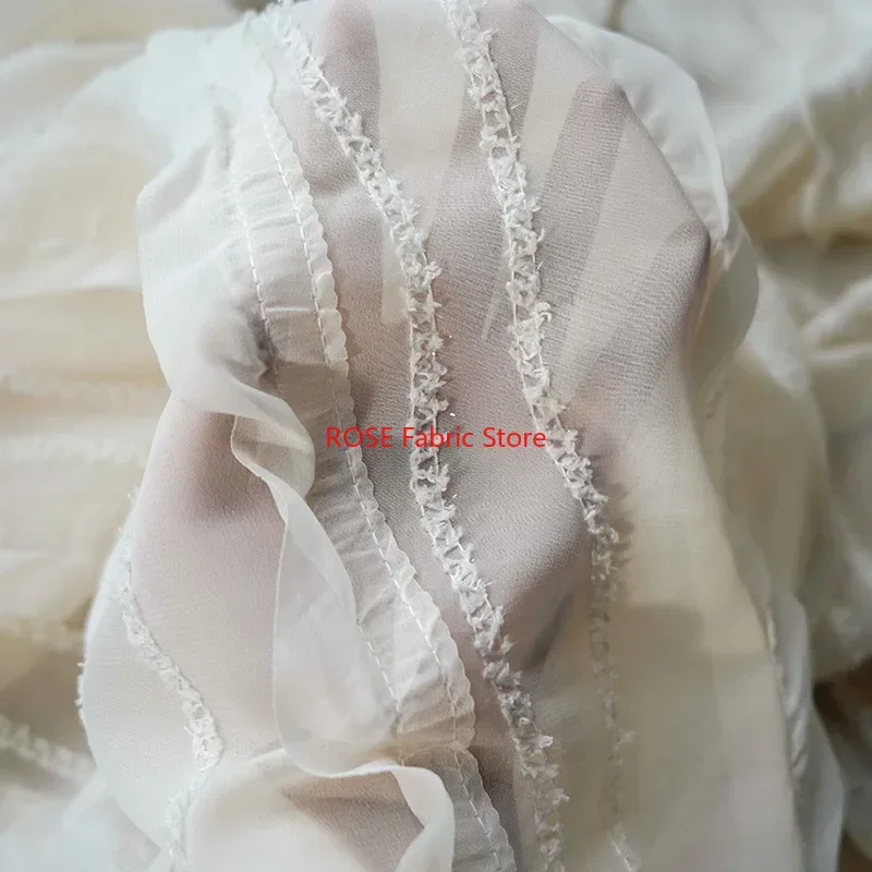 

Мягкая шифоновая ткань с рюшами, плиссированная шифоновая тюль, весеннее и летнее платье, свадебное платье, юбка, ткань ручной работы «сделай сам»