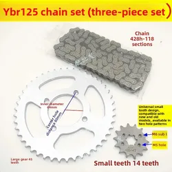 Motorcycle Spare Part Chain Set with Gear Sprocket 428H -118L for Yamaha YBR125 YBR 125 125cc