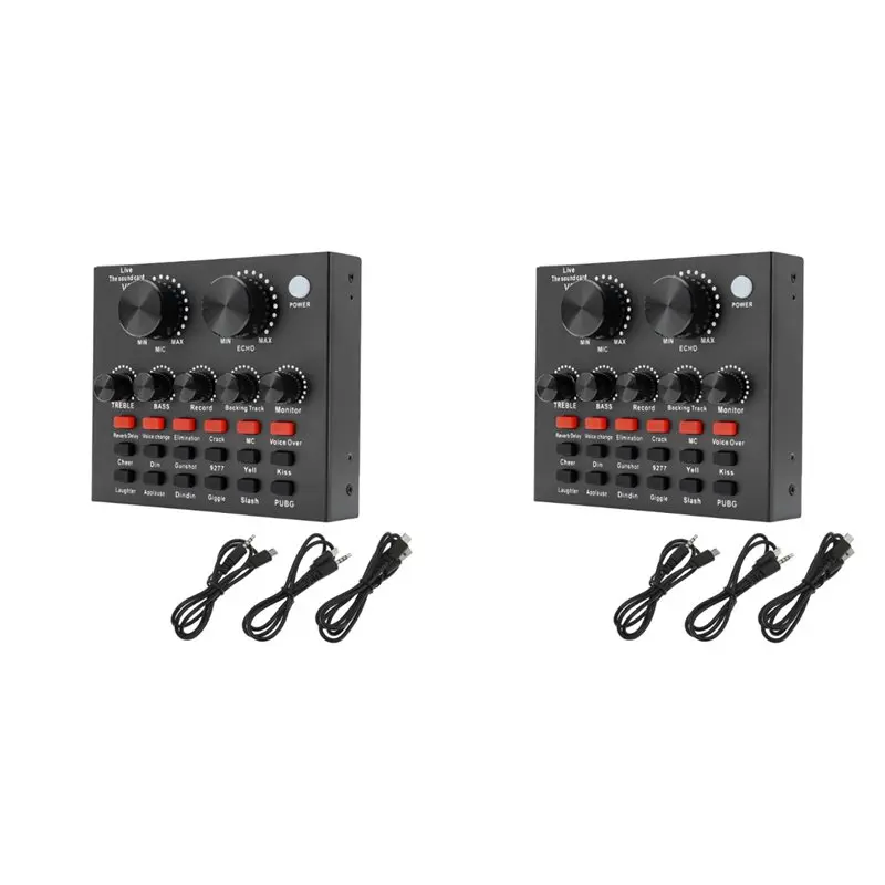 

New!2X V8 Sound Card Voice Change Live Streaming Singing Karaoke Headset Live External Sound Card Record For Mobile Home KTV