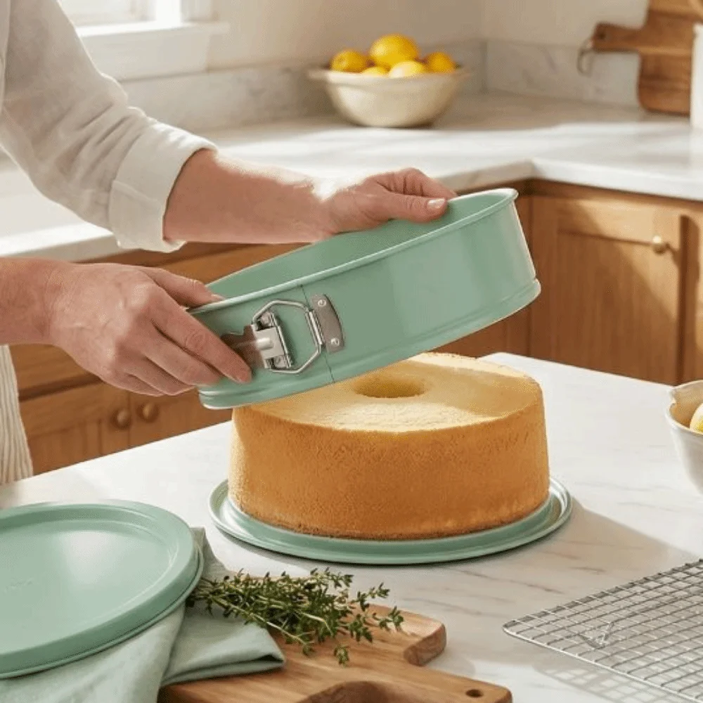 Carbon Steel Round Cake Mould Removable Bottom with Buckle Springform Cake Pan Leakproof Non-Stick Cake Embryo Mold Set