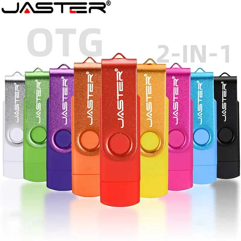 JASTER smart putar 3 in 1 OTG USB flash drive 64G TYPE-C 32G, stik memori thumb drive mudah dibawa