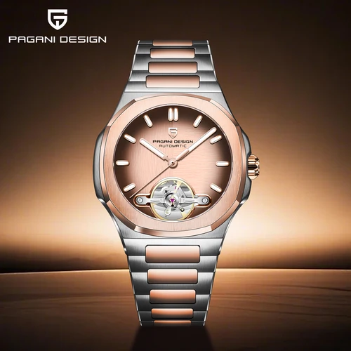 2025New PAGANI DESIGN Relojes Tourbillon Hollow Reloj mecánico automático para hombres Reloj de acero inoxidable con espejo de cristal de zafiro