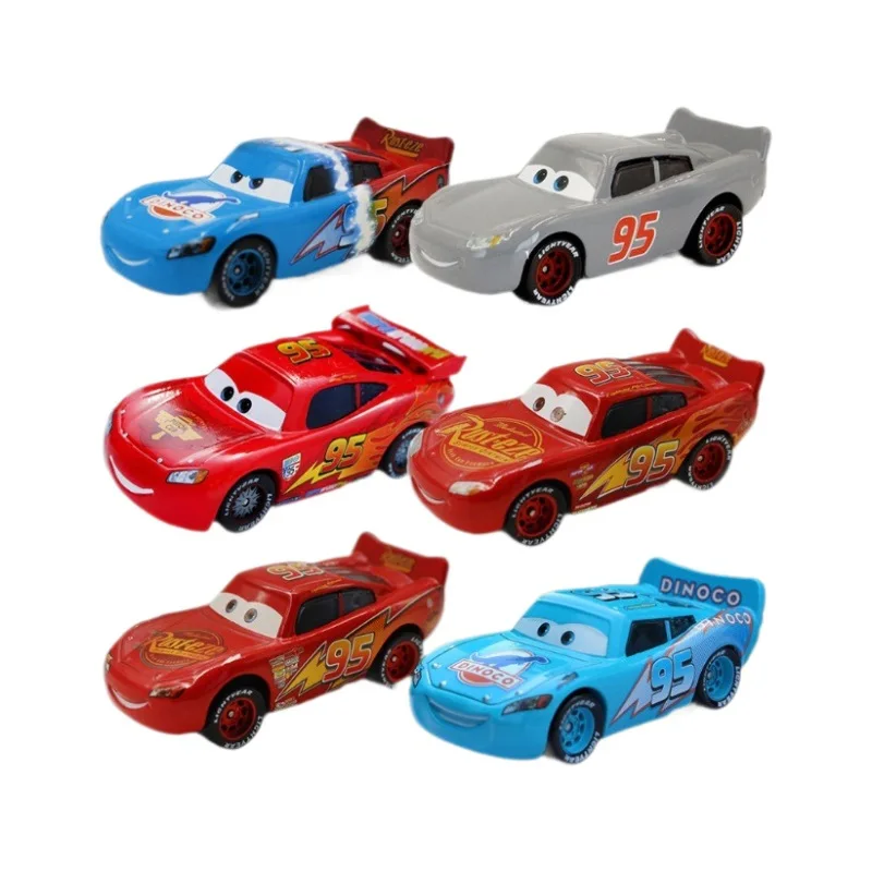 Voiture de course en alliage Disney Cars 95 McQueen, jouet dinosaure, modèle bicolore pour enfants, Collection