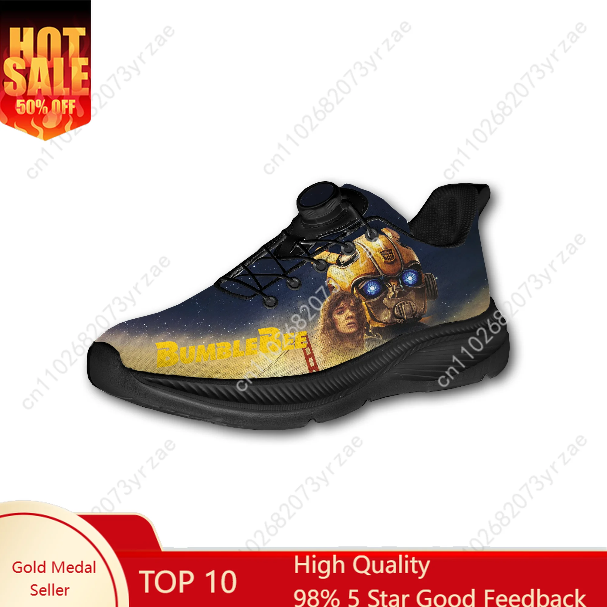 

Bumblebee Sneakers Mens Womens Walking Shoes Laceless Rotating Button Sports Shoe Fashion Lightweight Custom Sneaker