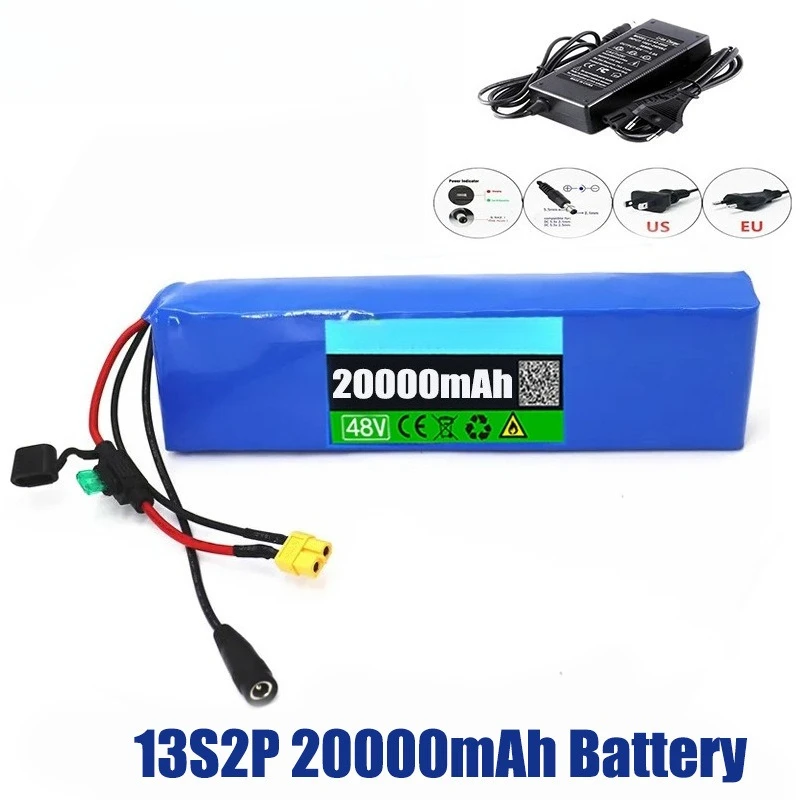18650 48V 13S2P 20Ah Battery Electric Vehicle Electric Motorcycle DIY Battery with BMS + 54.6V 2A Charger