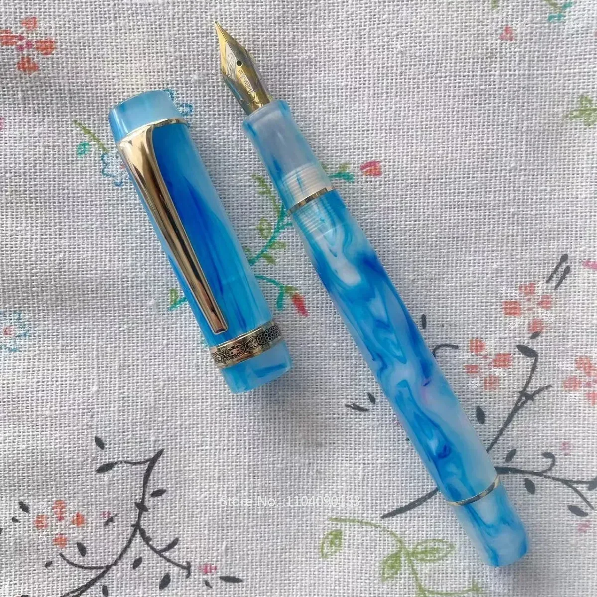 

Hot Smooth Kaigelu 316 Acrylic Fountain Pen Lemon Long Knife Nib Beautiful Marble Amber Pattern Ink Pen Writing Office Business