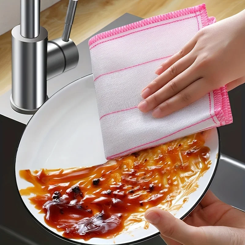 4pcs Super absorbent thick dishwashing cloth - reusable, dry and wet cleaning towel, suitable for kitchen and bathroom use