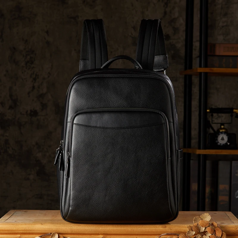 

Men's Handmade First Layer Cowhide Leather Backpack Casual Knapsack Genuine Leather Travel Rucksack Business Office Laptop Bag