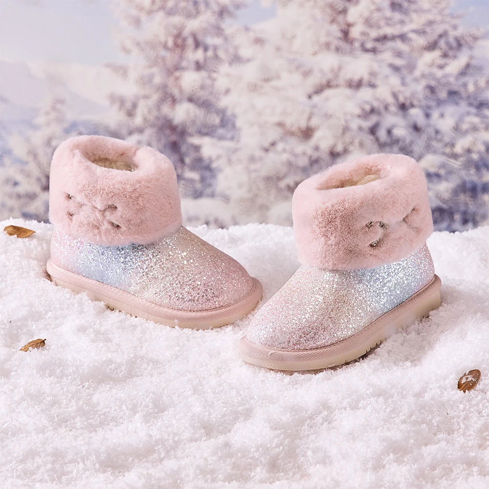 Dave Bella Children Snow Boots Winter Autumn Kids' Thick Warm Shoes Plush Ankle Boots Non-slip Footwear Uggs For Girls DB4254413 view 3