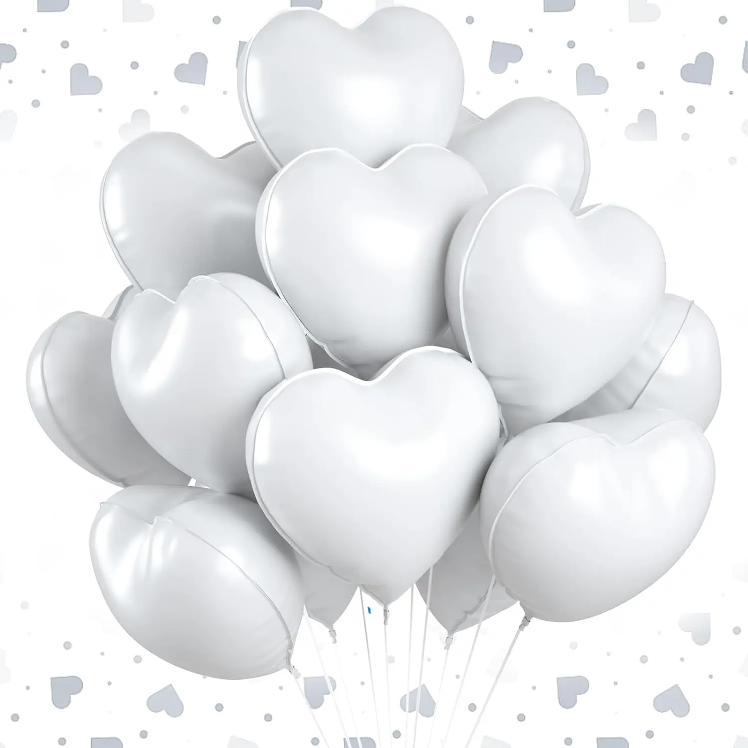 10pcs 18 inch pure white love aluminum film balloons, birthday, wedding, engagement, party decoration balloons