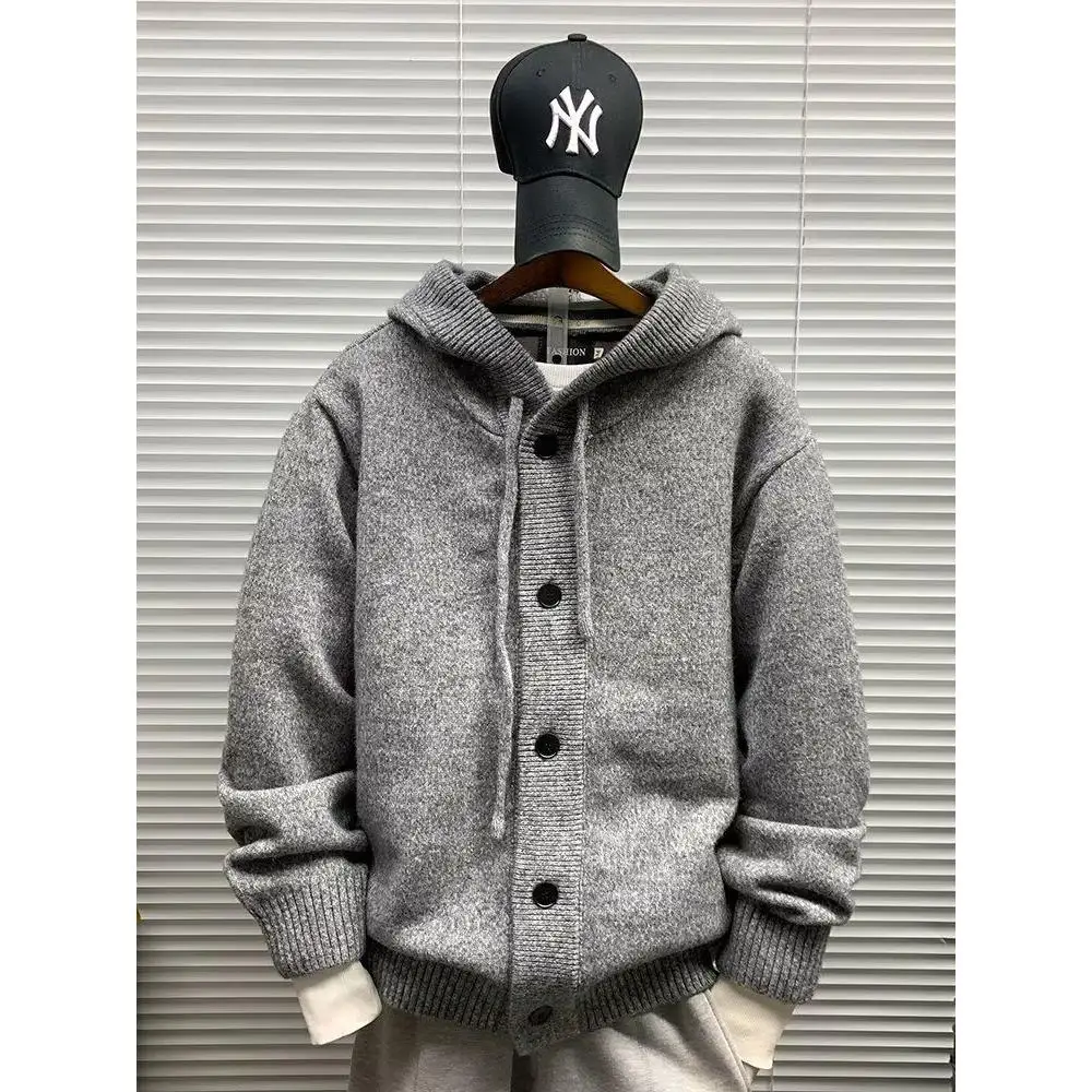 

Мужской кардиган-свитшот в стиле ретро из Гонконга, свободного кроя, модный, универсальный, с капюшоном, весна-осень, корейский дизайн