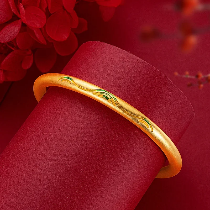 9999 Real Gold 24K Thousand Miles of Jiangshan Bracelet, New Chinese Ancient Enamel Landscape Pattern Heritage Bracelet