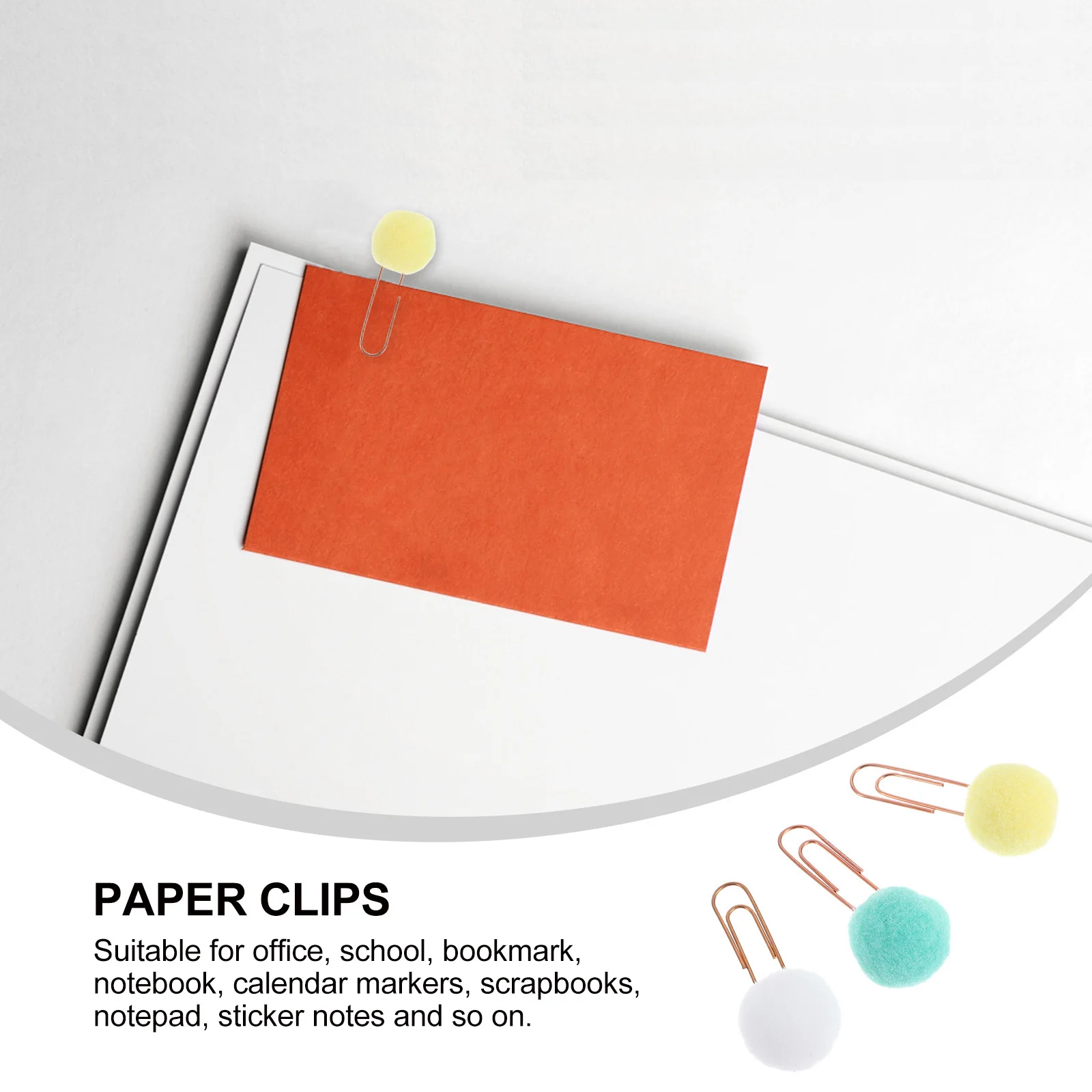 50Pcs Candy Color Pompon Ball Paper Clips Creative Metal Bookmark Clips for Notes Document Management Creative Bookmark