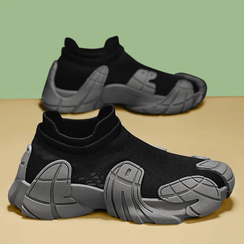 Fashion Green Casual Socks Sneakers Men Breathable Casual Sports Shoes Men Designer Trainers Running Shoes Male Slip-On Sneakers