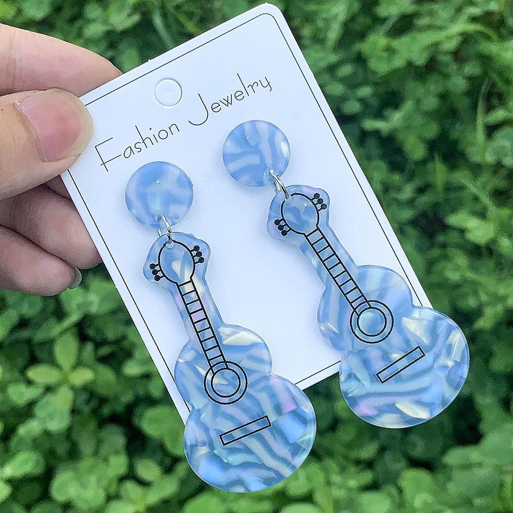 Personalized Acrylic Guitar Drop Earrings for Women Teen Girls Vintage Punk Violin Earrings Rock Band Music Lovers Jewelry Gift