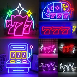 Number 777 Neon Sign Led Light Angel Number Lucky Number Light Sign USB Powered for Bedroom Game Room Wall Decor Birthday Gifts