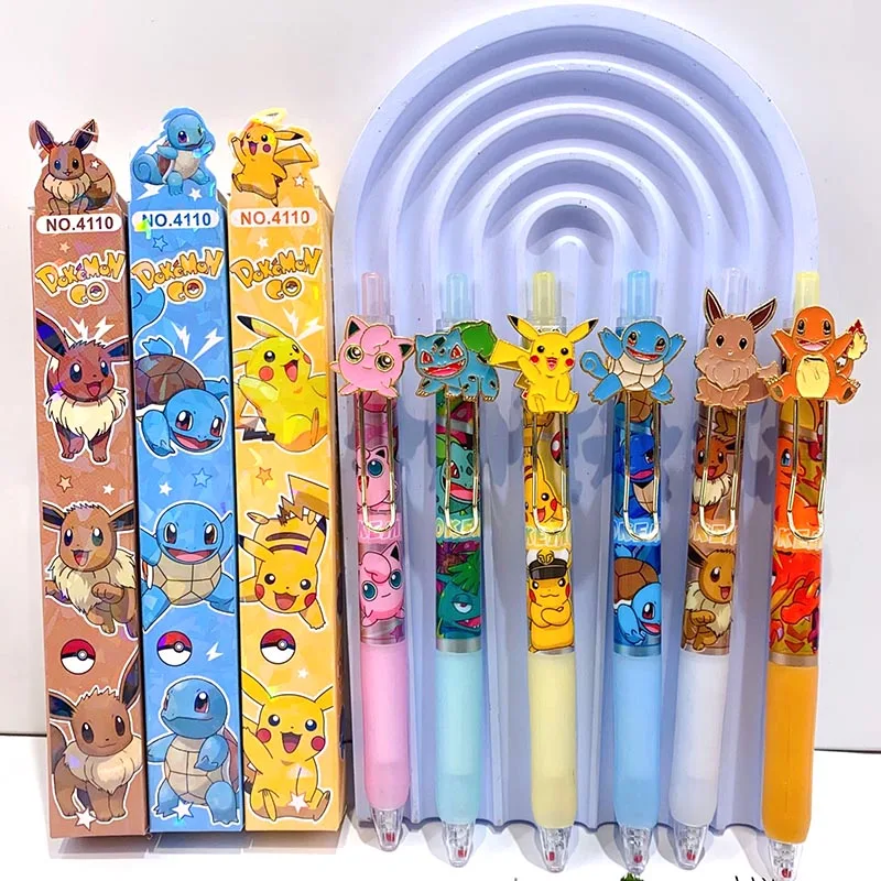 Imagem -02 - Pokémon Cartoon Press Gel Pen Black Ink Canetas Neutras Criativos Escritório Escola Suprimentos de Escrita Brinde Promocional 05 mm 24 Unidades por Lote