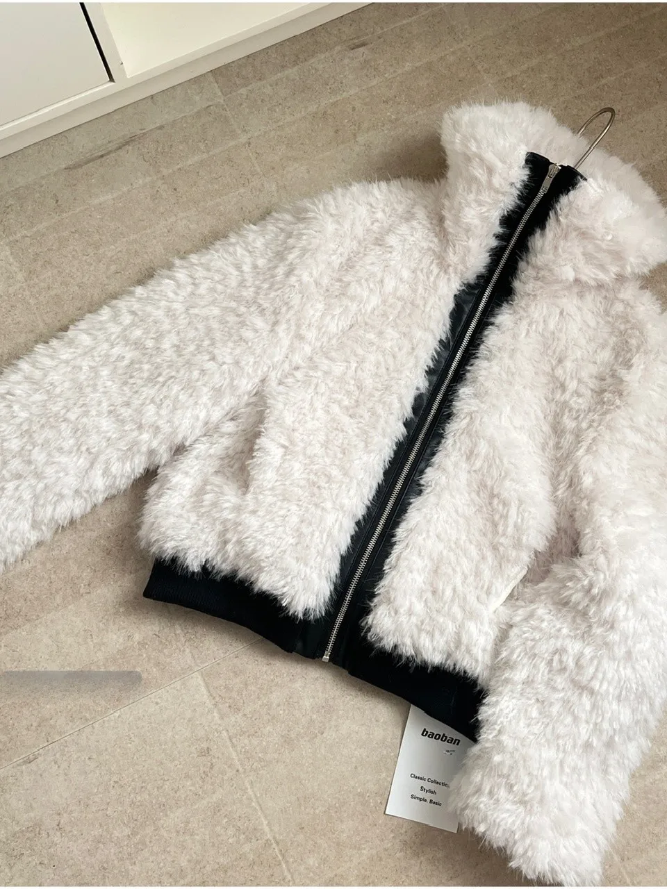 الفرنسية Sle ort ملابس خارجية المرأة شتاء جديد Faion اللون Colion بولي Leather الجلود المرقعة طويلة Sve بدوره إلى أسفل طوق