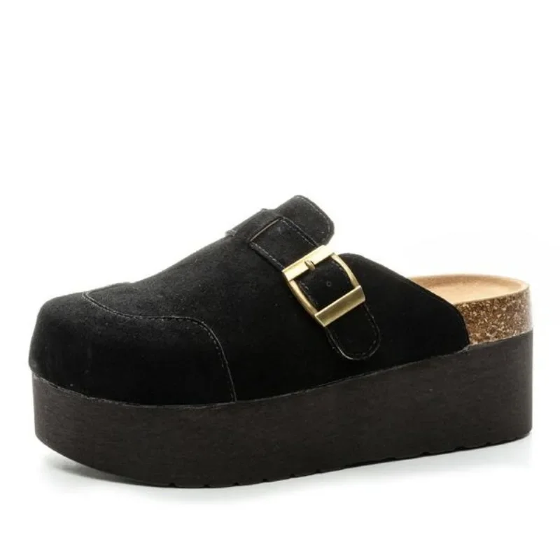 

Высочайшее качество 7 см замшевые женские туфли-лодочки из коровьей кожи на платформе на танкетке, плюшевые зимние теплые повседневные ботильоны высокого бренда, обувь на плоской подошве