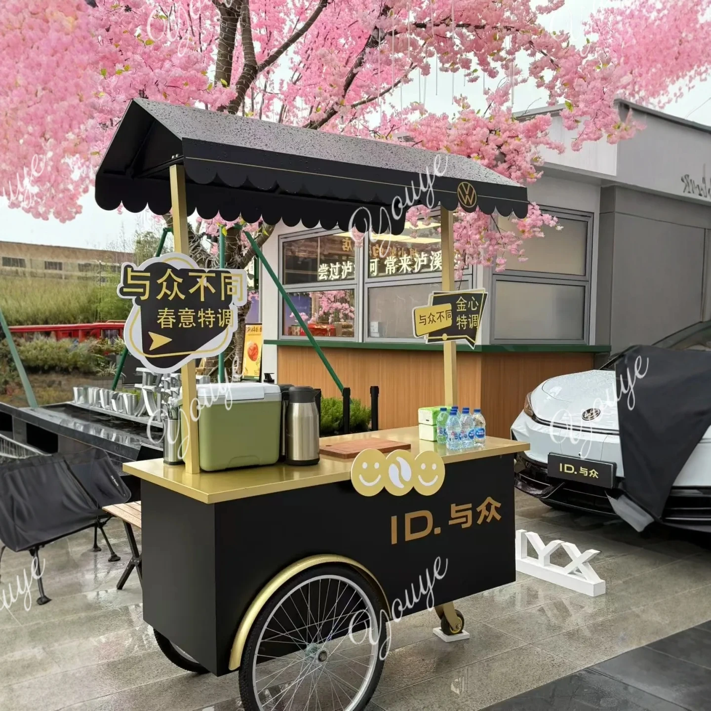 Shopping mall brand store mobile promotional cart movable trolley decorative float commercial stall cart