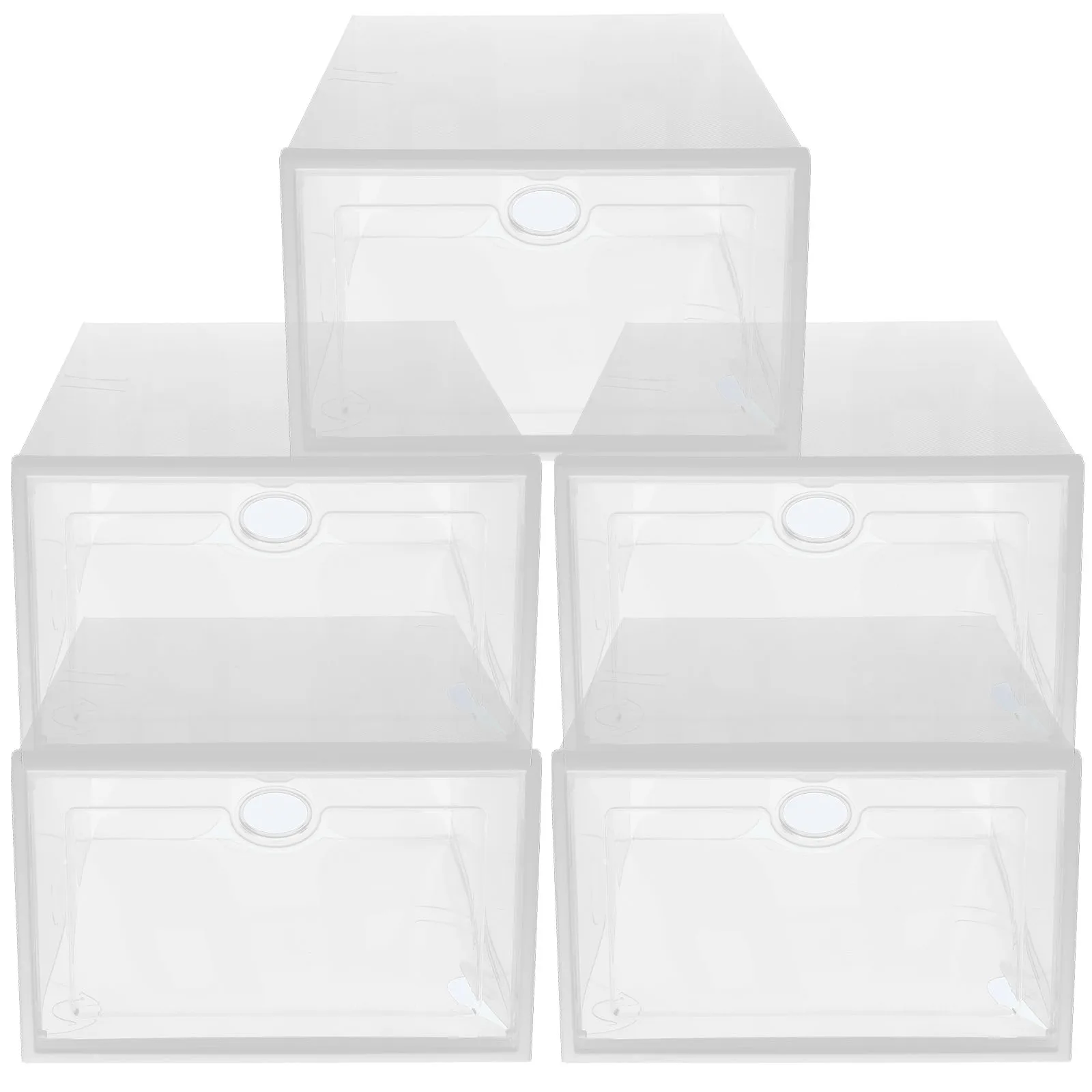 

5 Pcs Shoe Box Storage Transparent Plastic 33x23x14cm Stackable Organizer Boxes for Men Women Sneaker Container
