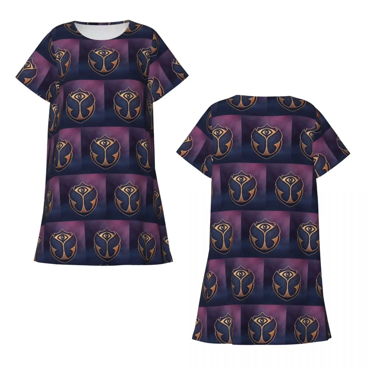 Custom Luxury Tomorrowland Short Sleeves Nightdress For Sleeping Sleepshirts Women Short Sleeve Nightgowns Loose Pajama Dress