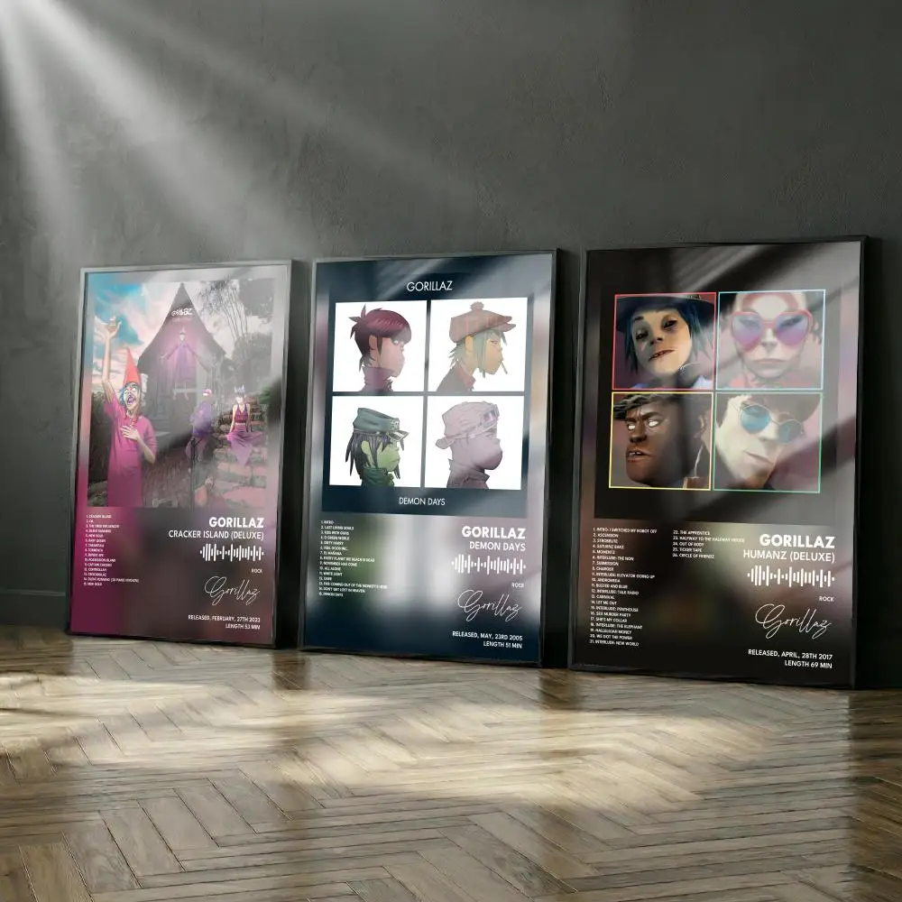 Gorillaz Album-Poster-Set, modernes Cover-Wandkunstwerk für Zimmer, Leinwandgemälde, Kunstdruck, Heimwanddekoration, Bild, Geschenk