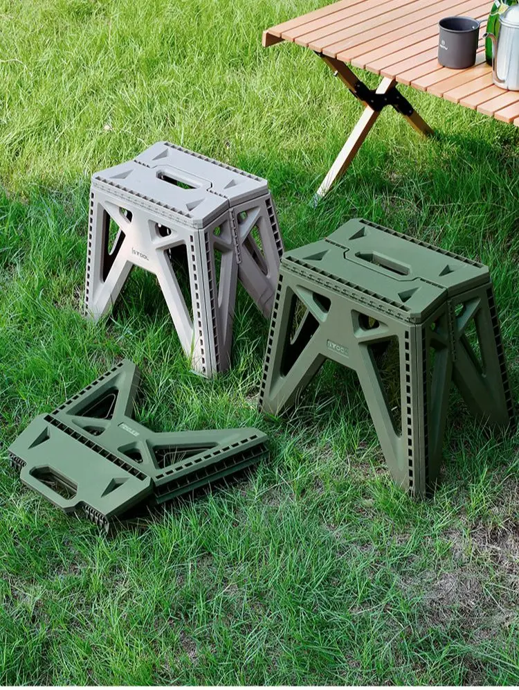 2023 Outdoor Plastic Folding Stool Thickened Hand Carried Adult Low Stool Maza Kids Small Bench Camping Portable Fishing Stool