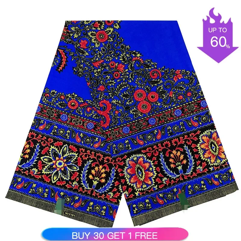 قماش الشمع الأفريقي الحقيقي ، طباعة كتلة أنقرة النيجيرية ، النسيج جوفاء الباتيك ، معبد الهولندية ، 6 ياردة للخياطة القماش ، 2023 #4