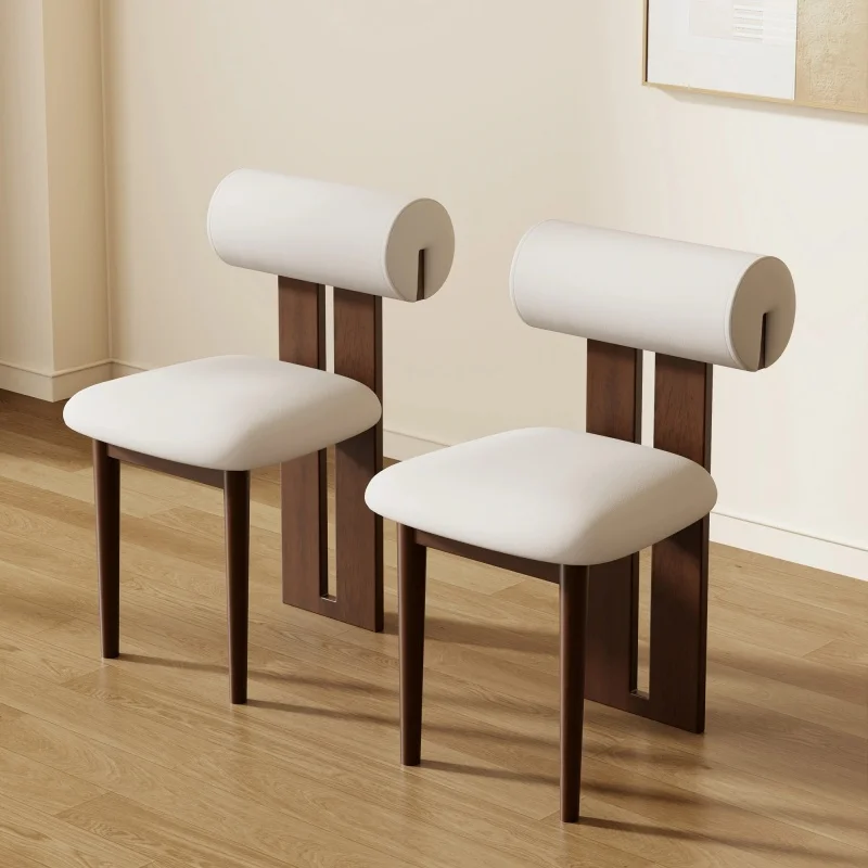 

-+Modern Solid Wood Dining Room Chairs Set Of 2 Upholstered Faux Leather Side Chairs For Restaurant Hotel