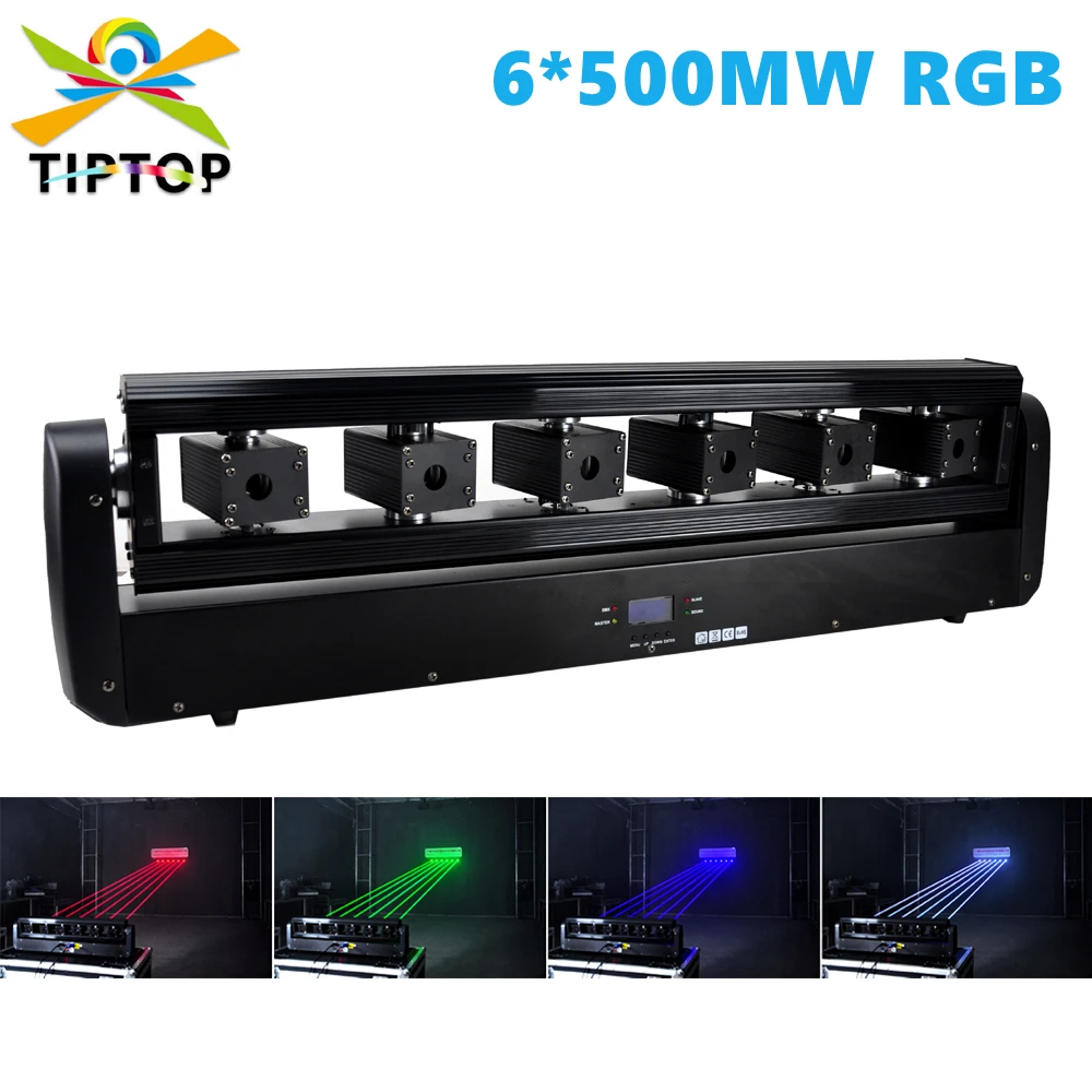 

TIPTOP Stage Light 6x500MW 6 Eyes RGB 3IN1 Moving Head Laser Light Show Projector Club Bar Disco DJ Equipment Dance Lighting