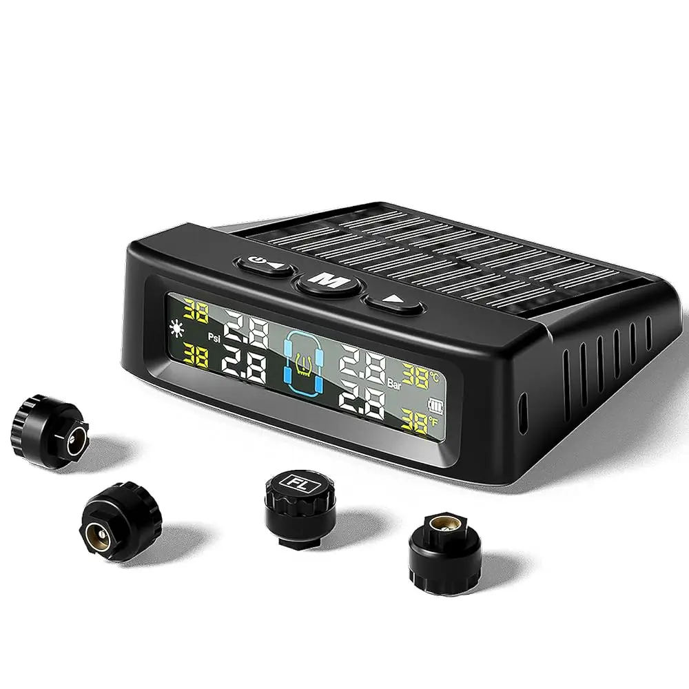 

Tire Pressure Monitoring System 2026 Upgrade,0-6 BAR RV TPMS with 4 Tire Pressure Sensors with Digital Display,6 Alarm Modes