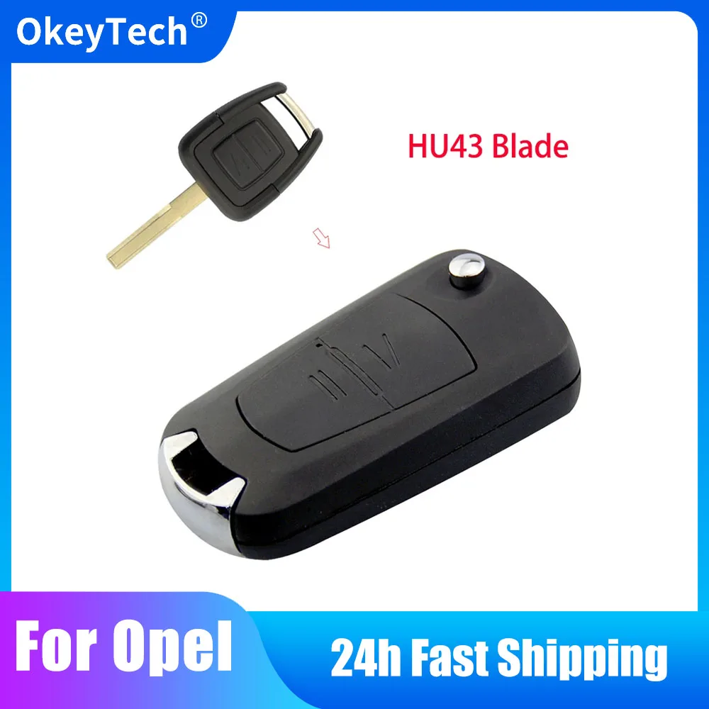 Okeytech 2 Buttons For Vauxhall Opel Astra Zafira Vectra Omega Modified Flip Remote Key Shell Uncut HU43 Blade