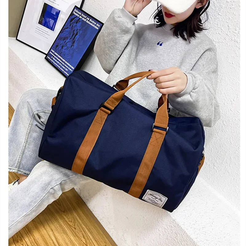 Travel Luggage Bag Solid Color Oxford Cloth Bag Waterproof Outdoor Sports Fitness Bag Lightweight Short Distance Travel Totes