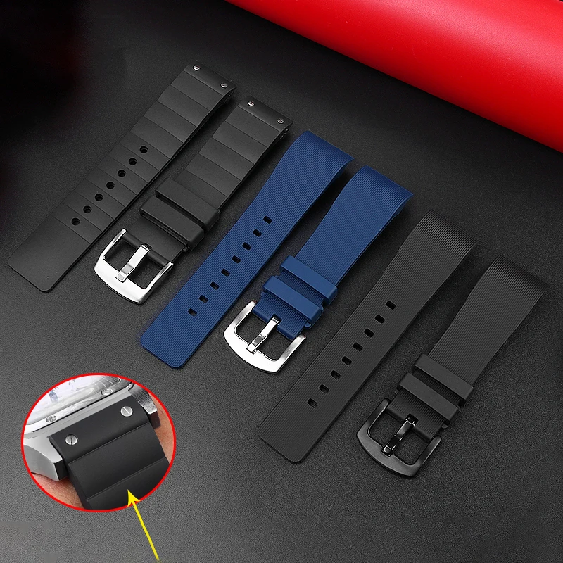 Watch Strap for Cartier Santos W20121U2 Series High Quality Waterproof Silicone Watchband Rubber Men and Women Black 20mm 23mm