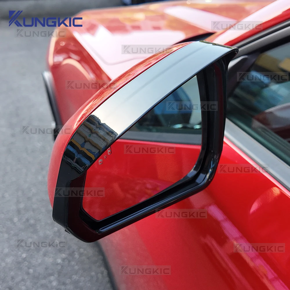 LHD سيارة لفورد موستانج S650 GT Dark Horse EcoBoost 2024 2025 2026 2027 لامع أسود مرآة الرؤية الخلفية المطر الحاجب الإطار ملصق #2