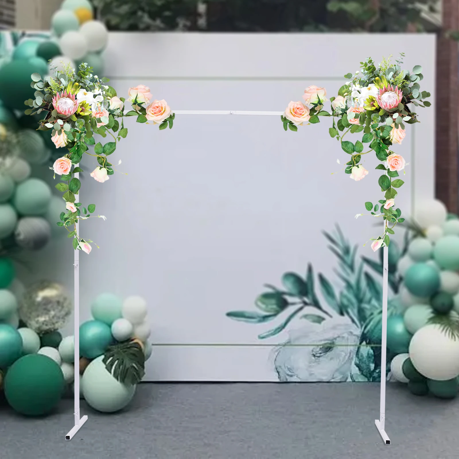 

White Square Metal Table Arch Garden Arbor for Wedding Party Decoration Garden Indoor and Outdoor Decor Easy Assembly