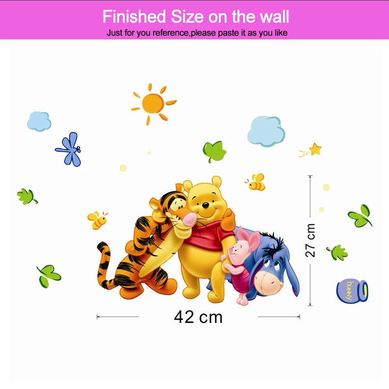 Winnie The Pooh With Friends Wall Stickers For Kids Room Home Decoration Cartoon Bear Pig Donkey Tiger animal Wall Mural Decal