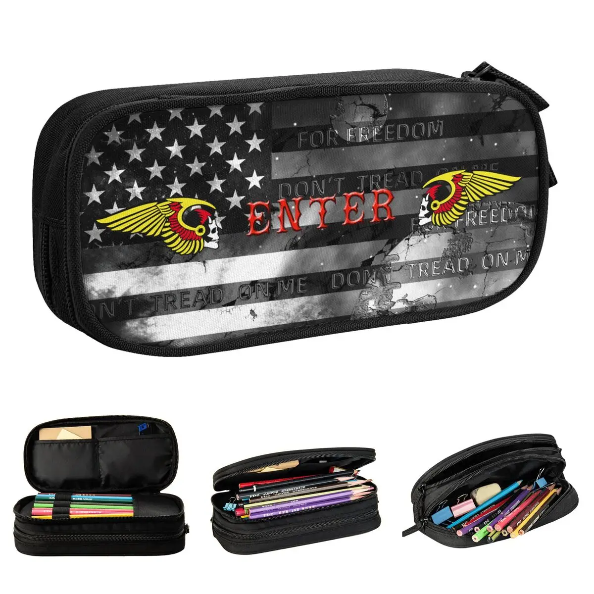 Hells Angels Motorcycle Club Pencil Case Pencil Box Pen Holder for Student Big Capacity Bags School Supplies Cosmetic Stationery