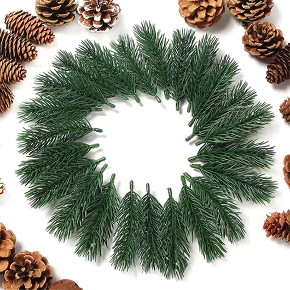 

10Pcs Artificial Plants Plastic Pine Needles Snowflake Scrapbooking Christmas Tree Home Room Decor Festival Cards Adorn Products