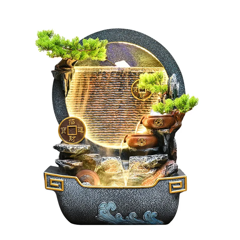 HYS new Chinese rockery flowing water fountain ornament office landscape feng shui wheel lobby entrance decoration - view 5