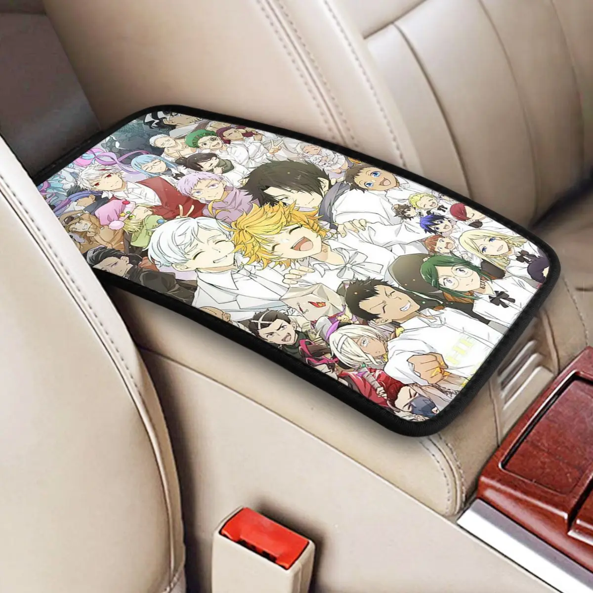 The Promised Neverland Anime Car Armrest Cover Mat Gift Universal Center Console Cover Pad Box Pad Cushion Car Accessories